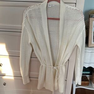 Like new GAP Cream Open-Weave Belted Cardigan